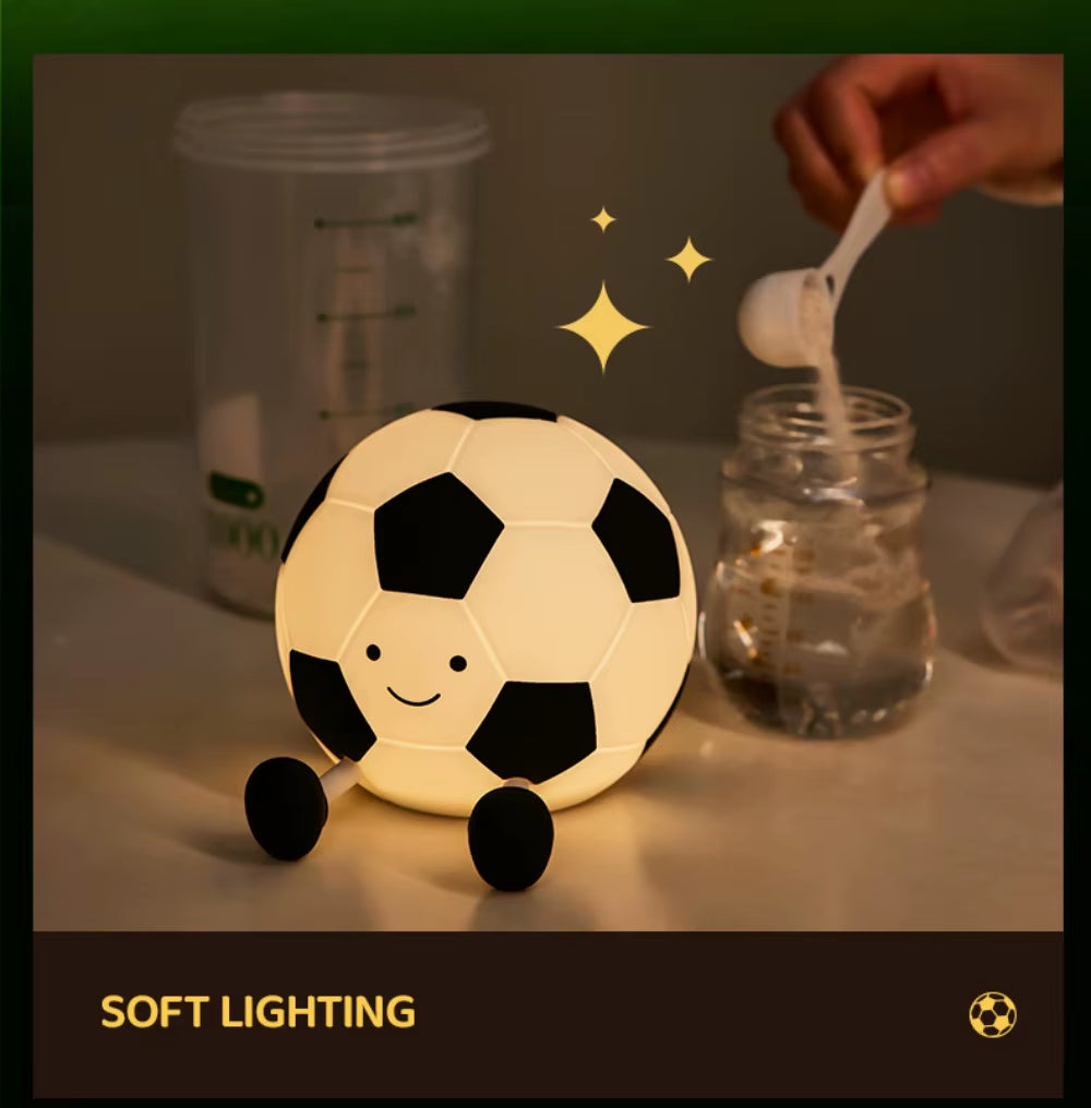 Novelty Football Silicone Night Light Rechargeable Sleeping Night Lamp with 3 Level Dimmable Nursery Bedside Lamp for Room Decor