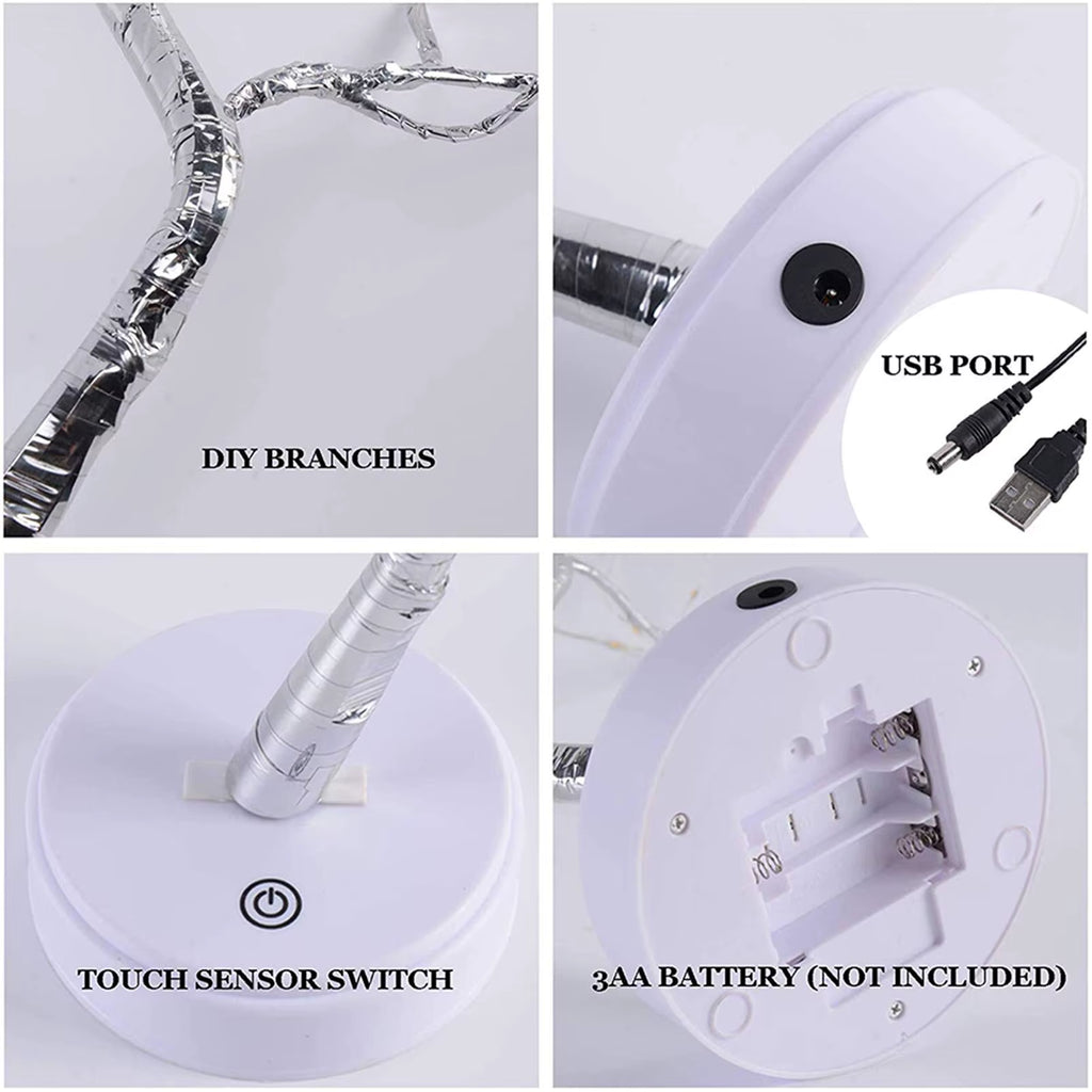 Enchanting 108LED Fairy Sparkly Tree Table Lamp with Remote Control - USB & Battery Powered DIY Bonsai Light for Bedroom and Desktop Decoration