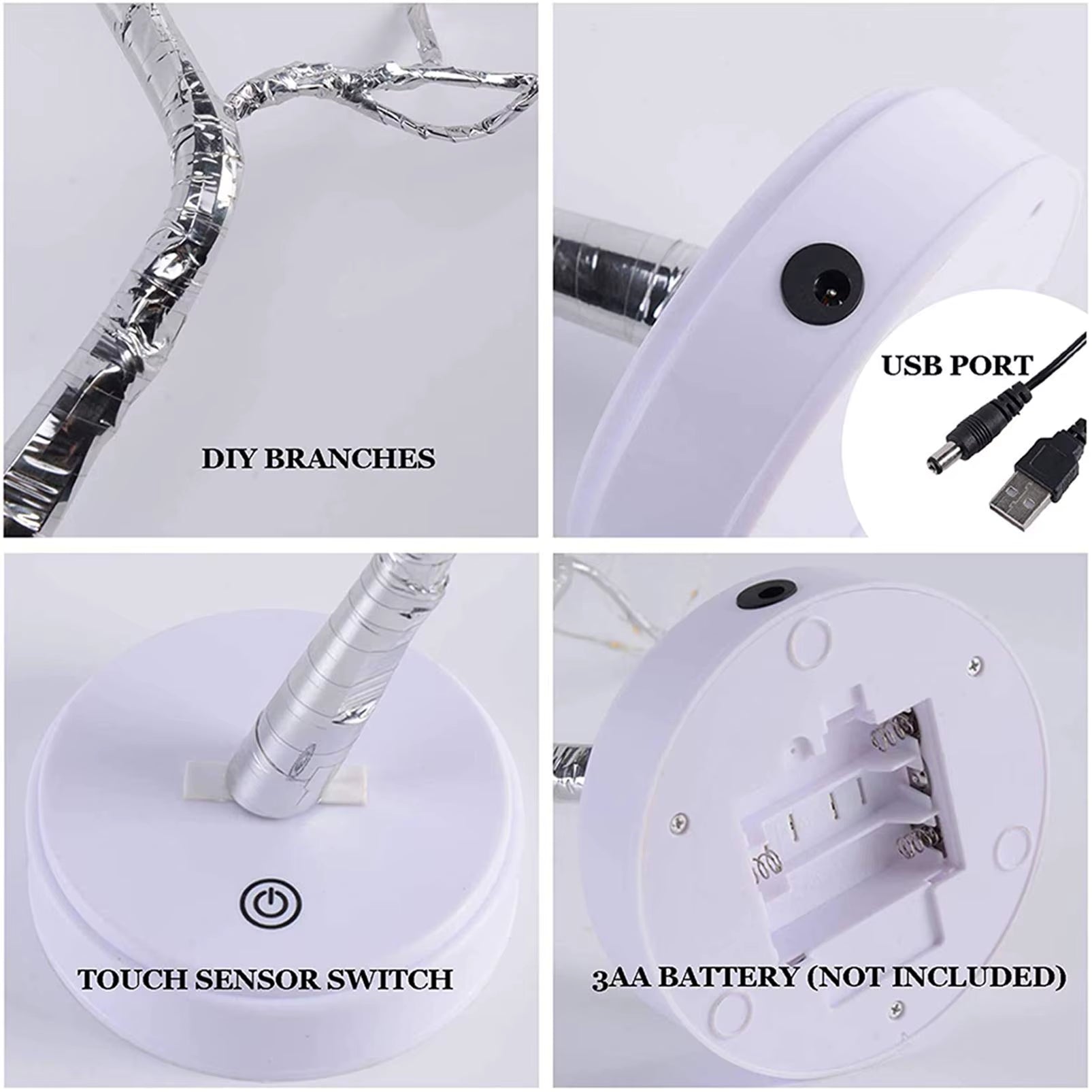 Enchanting 108LED Fairy Sparkly Tree Table Lamp with Remote Control - USB & Battery Powered DIY Bonsai Light for Bedroom and Desktop Decoration