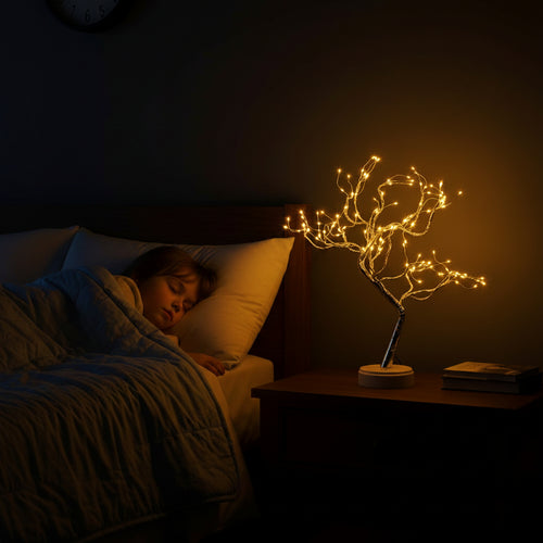 Enchanting 108LED Fairy Sparkly Tree Table Lamp with Remote Control - USB & Battery Powered DIY Bonsai Light for Bedroom and Desktop Decoration